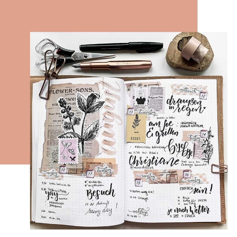 Example of a creatively filled bullet journal page
