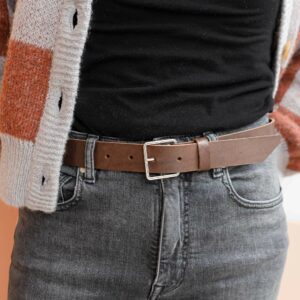 Wide leather belt with buckle LEJ